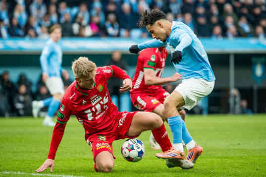 GAISs Joackim Fagerjord och Malmö FFs Adrian Skogmar
