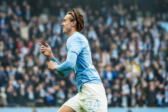 Malmö FFs Oscar Sjöstrand jublar