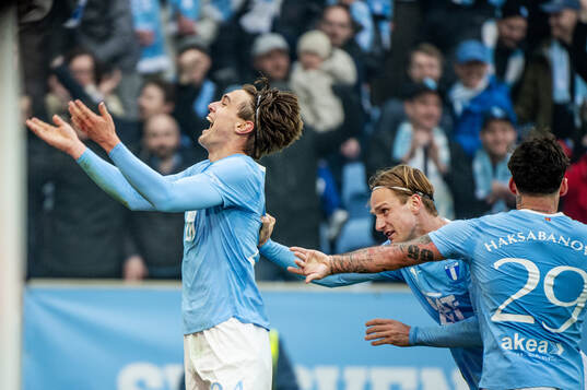 Malmö FFs Oscar Sjöstrand jublar