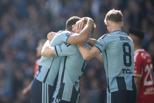Djurgårdens Kristian Lien jublar med lagkamrater