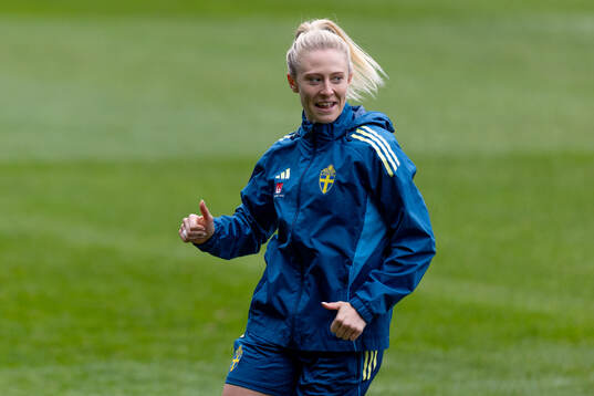Rebecka Blomqvist of Sweden at a training session with the