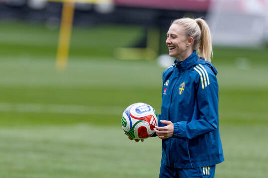 Rebecka Blomqvist of Sweden at a training session with the