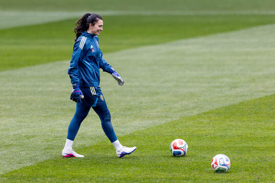 goalkeeper Zecira Musovic of Sweden at a training session
