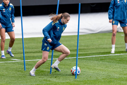 Amanda Ilestedt of Sweden at a training session with the
