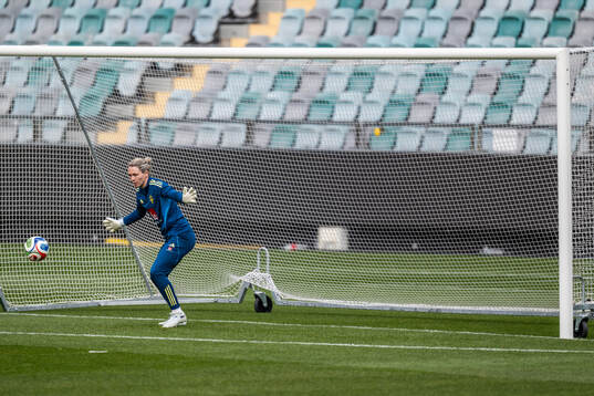 Goalkeeper Jennifer Falk of the Swedish women's national