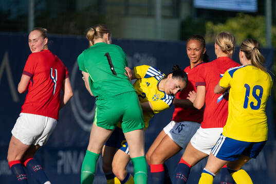 Goalkeeper Thiril Erichsen of Norway and Nesrin Akgun of