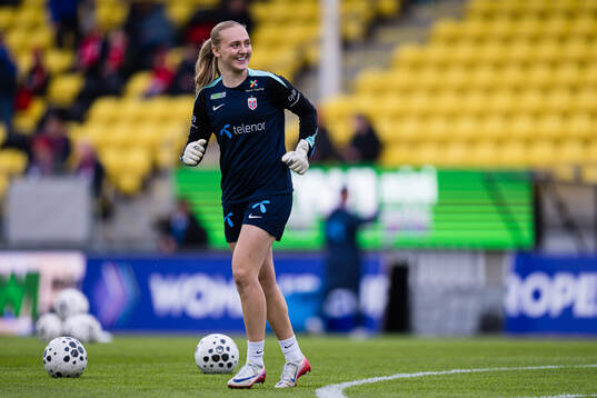 Goalkeeper Sunniva Skoglund of Norway warms up