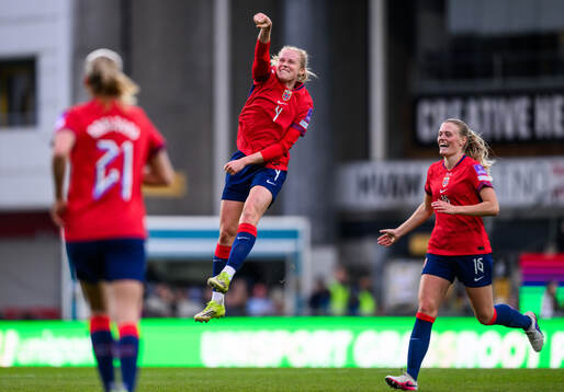 Julie Blakstad of Norway celebrates