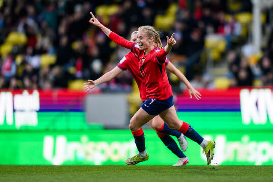 Julie Blakstad of Norway celebrates