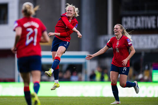 Julie Blakstad of Norway celebrates
