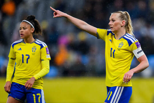 Felicia Schröder and Stina Blackstenius of Sweden