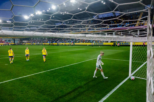 Goalkeeper Jennifer Falk of Sweden looks dejected