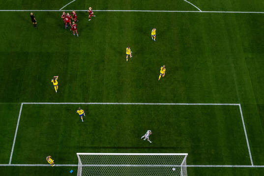 Pernille Harder of Denmark celebrate with team mates