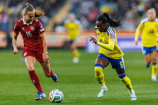 Frederikke Thøgersen of Denmark and Monica Jusu Bah of