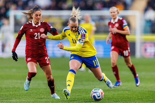 Mille Gejl Jensen of Denmark and Stina Blackstenius of