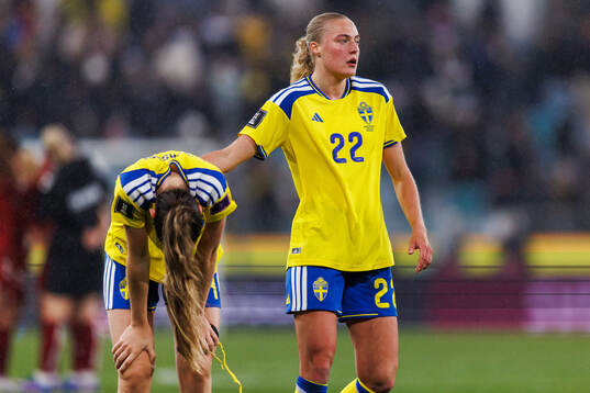 Bella Andersson and Elma Junttila Nelhage of Sweden look