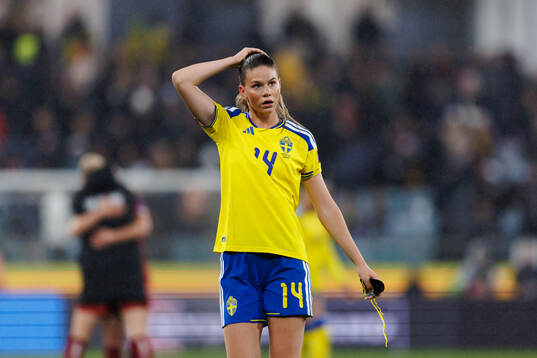 Bella Andersson of Sweden looks dejected