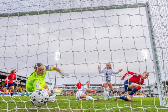 Ada Hegerberg of Norway scores the 1-0 goal
