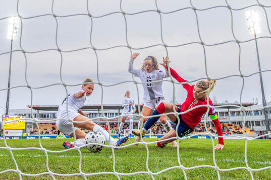 Ada Hegerberg of Norway scores the 1-0 goal