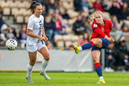 Julie Blakstad of Norway scores the 2-0 goal