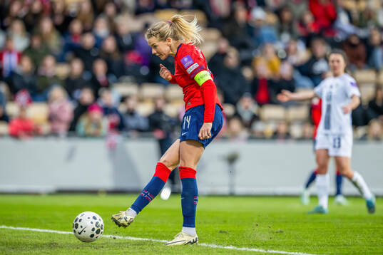 Ada Hegerberg of Norway scores the 5-0 goal