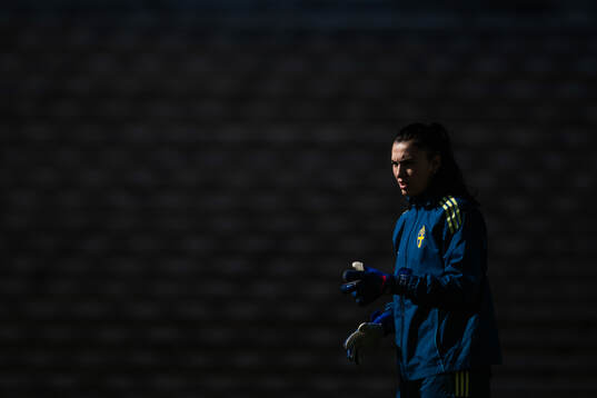 Goalkeeper Zecira Musovic of the Swedish women's national