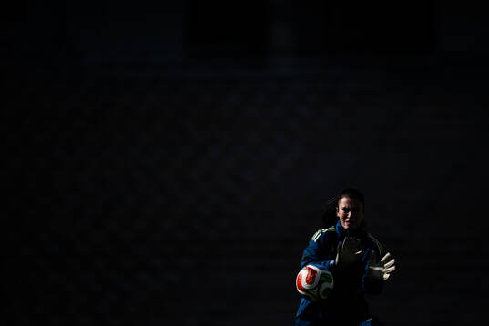 Goalkeeper Zecira Musovic of the Swedish women's national