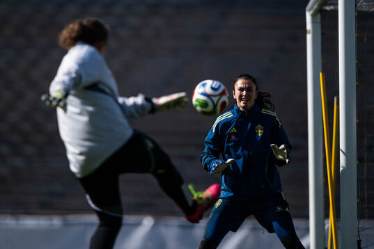 Goalkeeper Zecira Musovic of the Swedish women's national