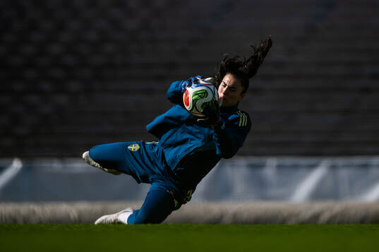 Goalkeeper Zecira Musovic of the Swedish women's national