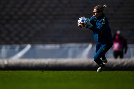Goalkeeper Jennifer Falk of the Swedish women's national
