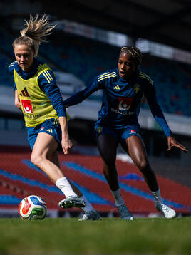 Fridolina Rolfö and Evelyn Ijeh of the Swedish women's