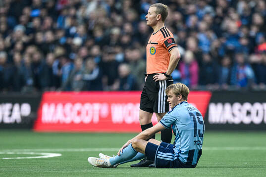 Domare Fredrik Klitte och Djurgårdens Oskar Fallenius