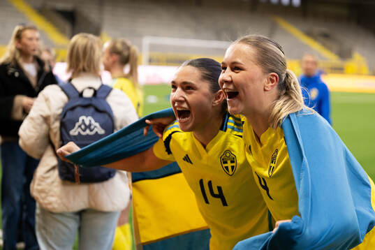 Thea Staffansson and Alice Broman of Sweden celebrate