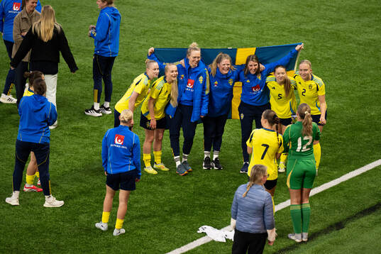 Players of Sweden celebrate