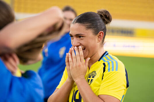 Agnes Ekberg of Sweden celebrates