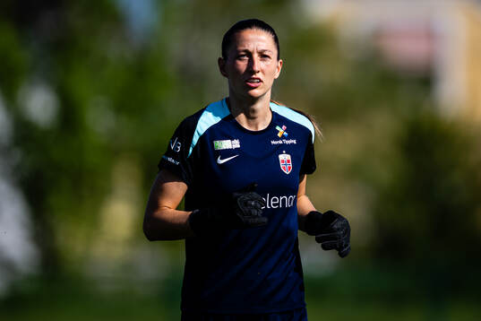 Goalkeeper Cecilie Fiskerstrand of Norway warms up
