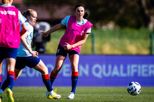 Ingrid Syrstad Engen of Norway warms up