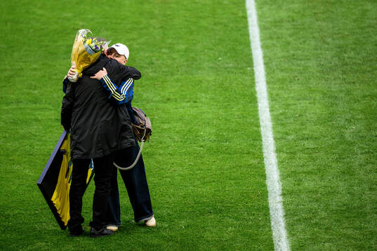 Former coach Peter Gerhardsson, Marika Domanski Lyfors and