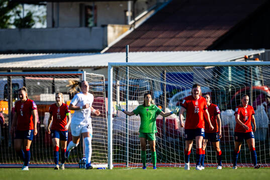 Goalkeeper Cecilie Fiskerstrand of Norway looks dejected