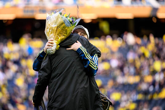 Former coach Peter Gerhardsson and Marika Domanski Lyfors