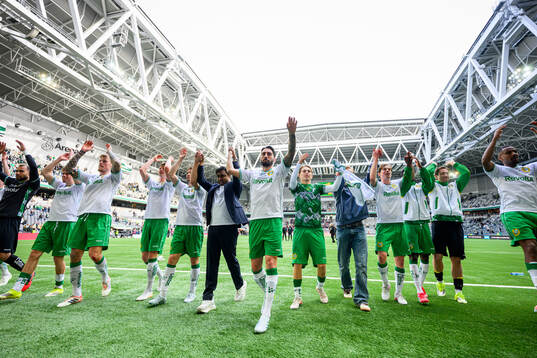 Hammarbys spelare jublar