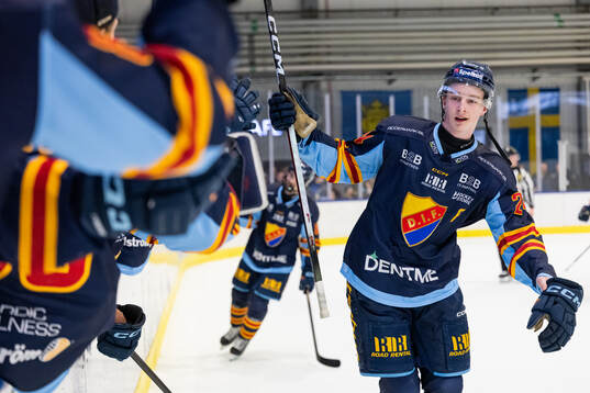 Djurgårdens Theo Stockselius jublar med lagkamrater