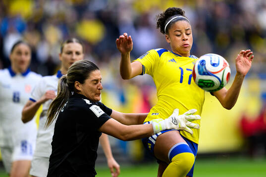 Goalkeeper Milica Kostic of Serbia and Felicia Schröder of