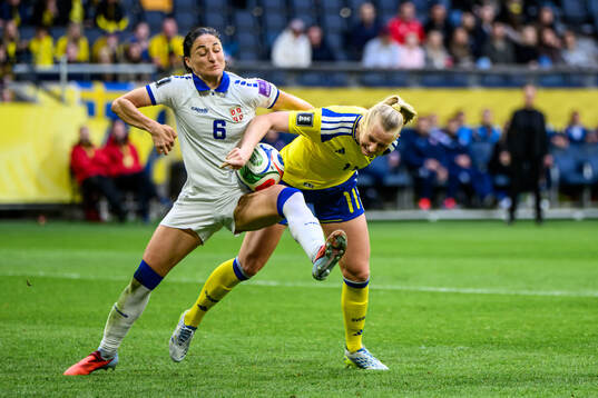 Nevena Damjanovic of Serbia and Stina Blackstenius of Sweden