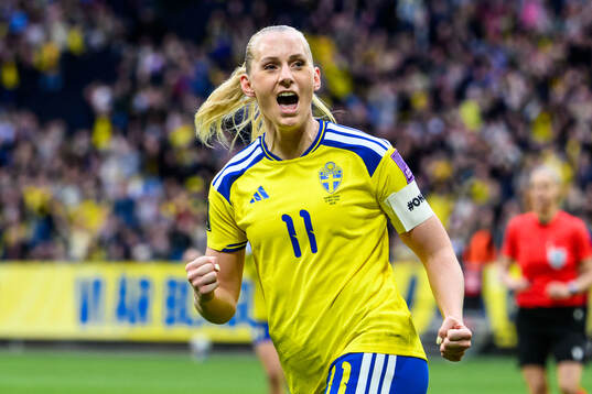 Stina Blackstenius of Sweden celebrates scoring 1-0