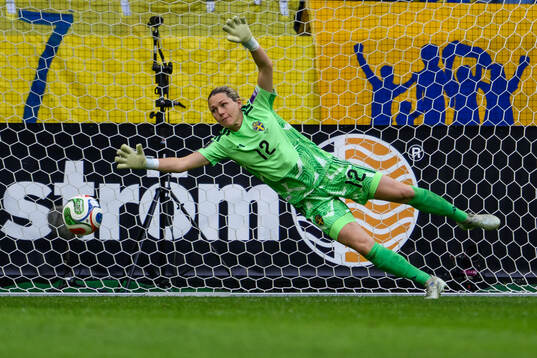 goalkeeper Jennifer Falk of Sweden