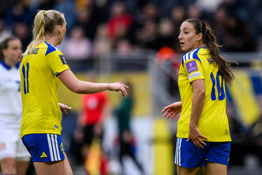 Stina Blackstenius and Rosa Kafaji of Sweden
