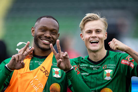 Varbergs Shanyder Borgelin och Edvin Tellgren jublar