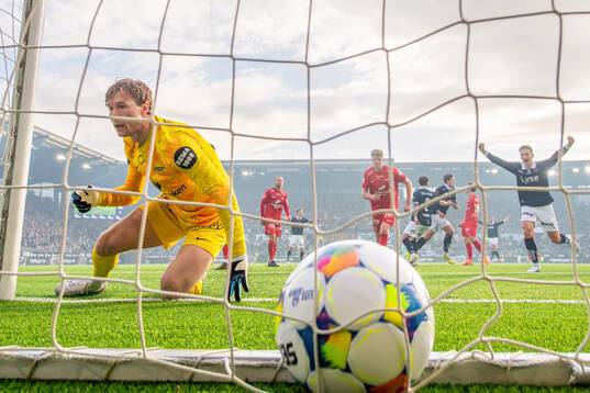 Goalkeeper Mathias Dyngeland of Brann lets in the 2-1 goal
