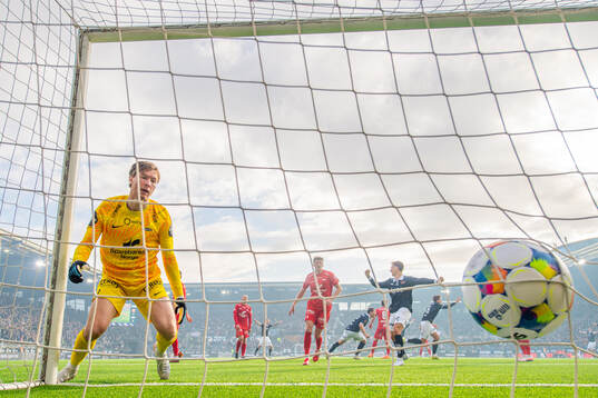 Goalkeeper Mathias Dyngeland of Brann lets in the 2-1 goal